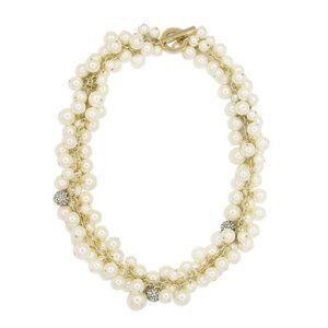 Gorgeous Shell Pearl Cluster Accented with Crystal Pave Balls Dipped in Fine 14K